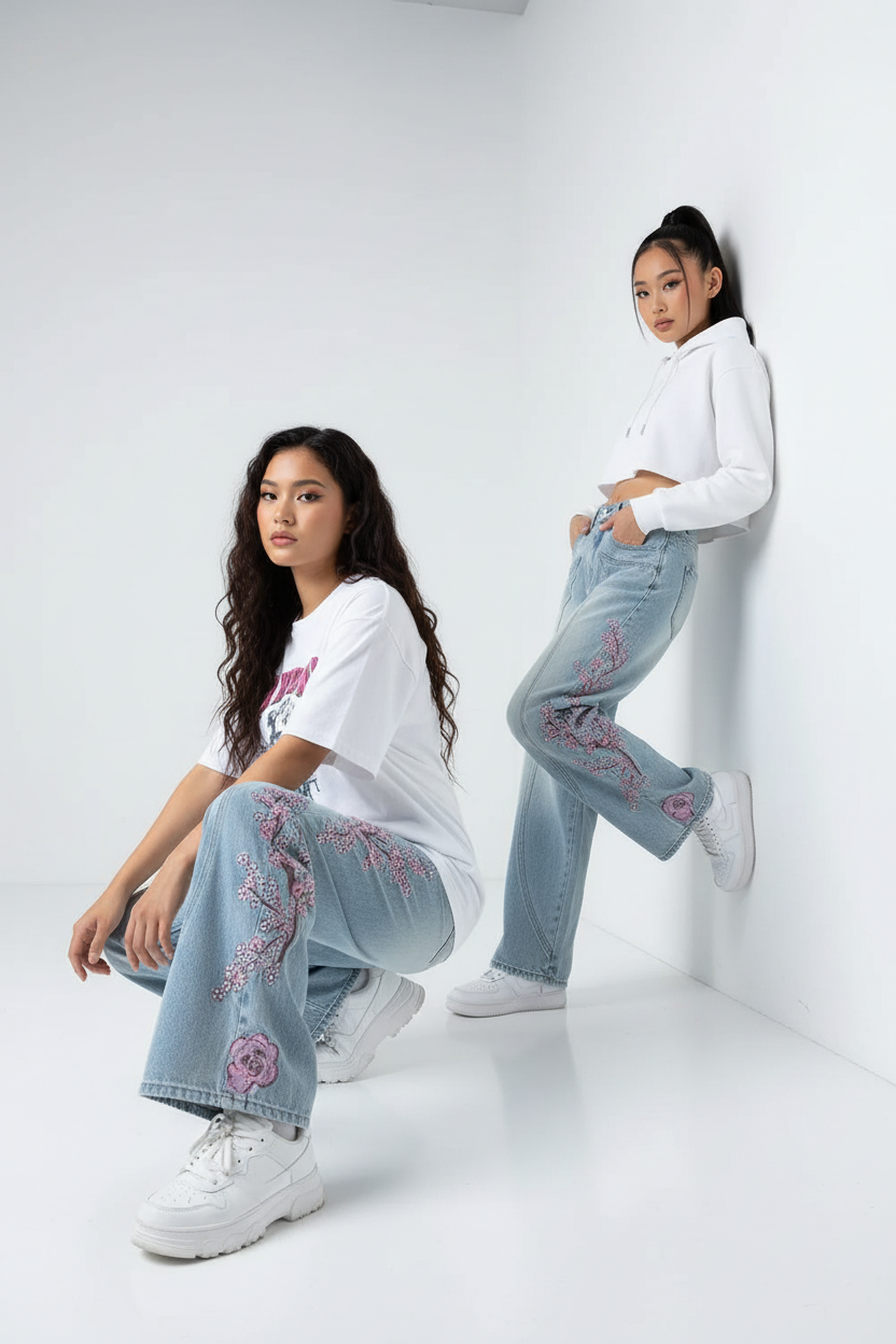 CHERRY BLOSSOM KNIGHT DENIMS